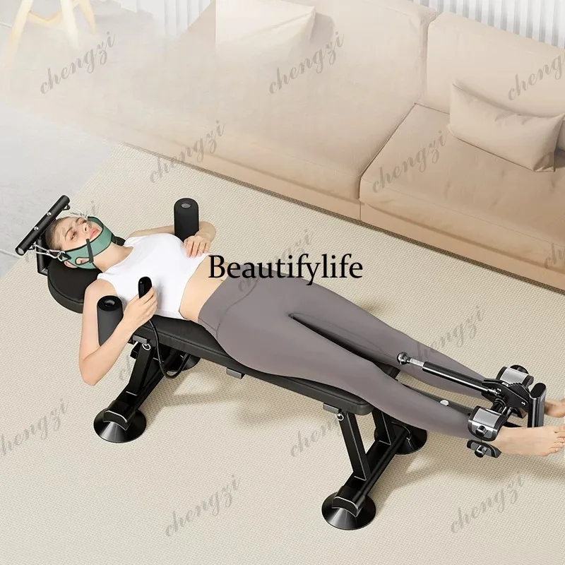Electric stretch retractor lumbar intervertebral disc inverted machine correction spine and cervical spine stretching bed
