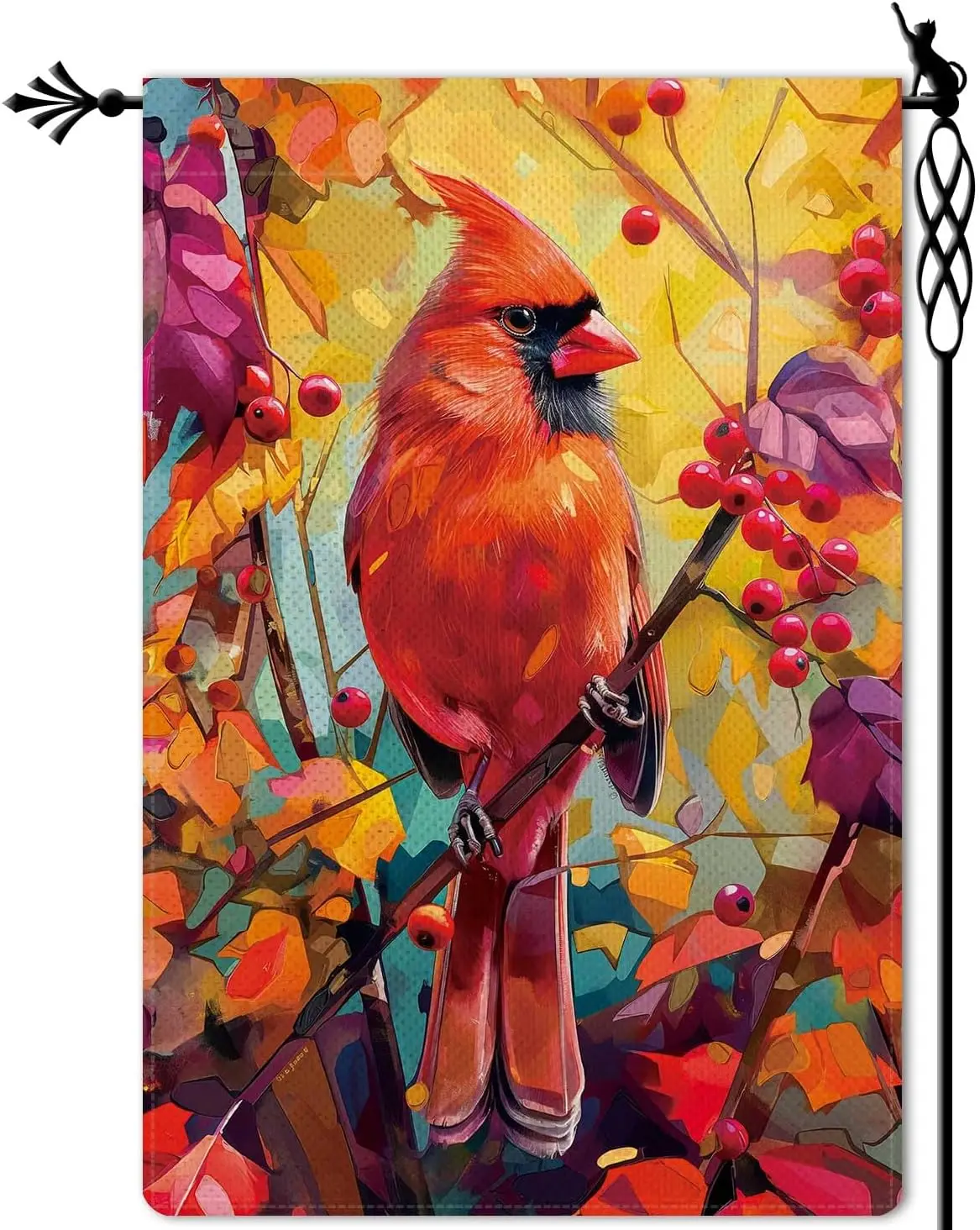 Fall Cardinal Garden Flag Autumn Red Berry Garden Flag Harvest Vertical Double Sided Rustic Farmland Burlap Yard Lawn Outdoo GGX