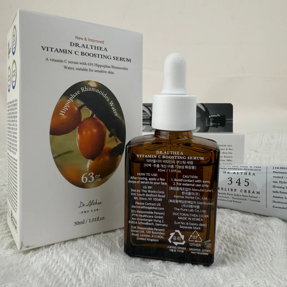 Dr.Althea Korean Skin Care 345 Relief Cream & Vit C Boosting Serum, Antioxidant Hydrate, Gentle Repair, Brighten Dull Tired Skin