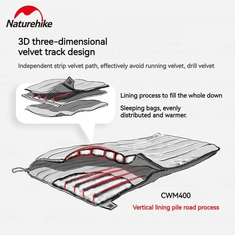 Naturehike Outdoor Sleeping Bag Duck Down Ultralight 800FP Camping  Portable Warmth Envelope Shape Can Be Spliced Sleeping Bag