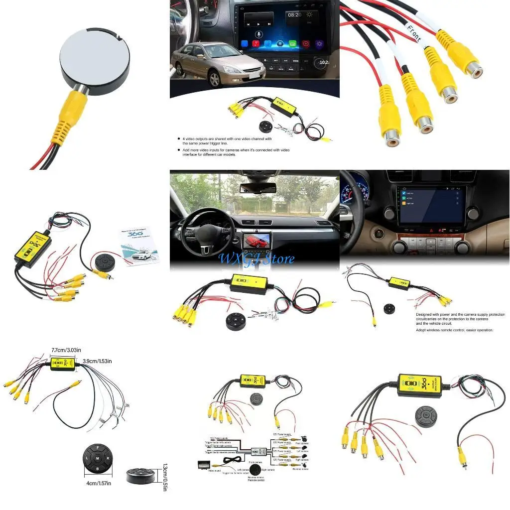 

37JE High Resolution 4 In 1 Rear View Adapter Converter For Enhanced Vehicle Safety