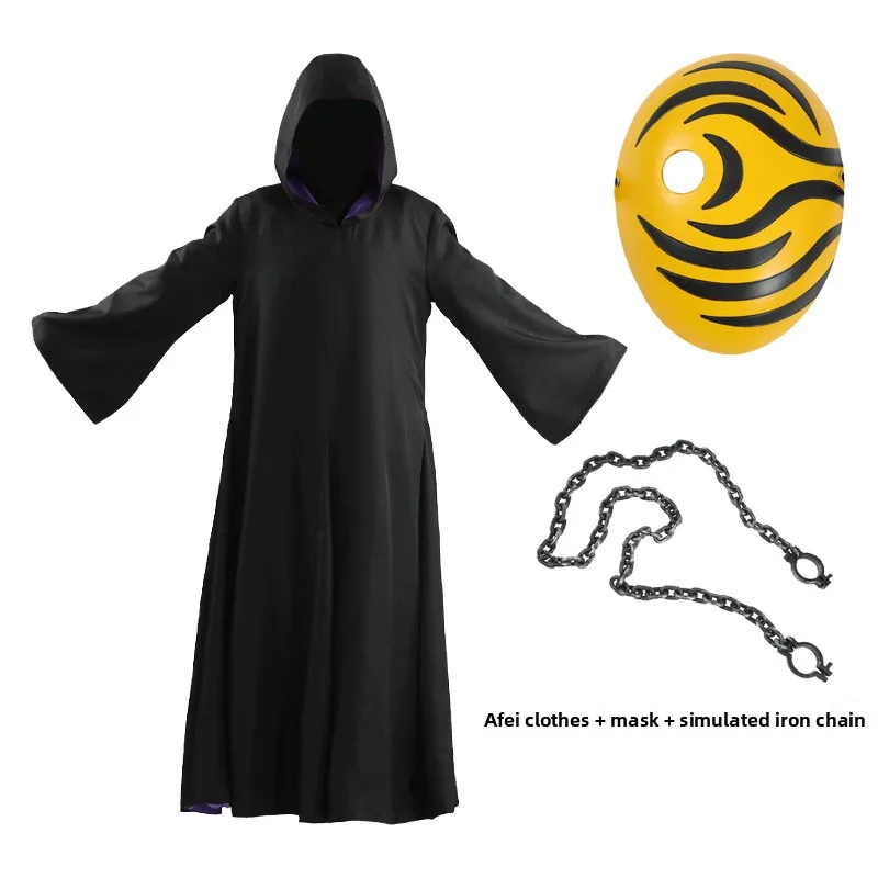 Naruto Afei with Tu Xiao Organization Cosplay Costume Mysterious Mask Male Cos Clothing Anime Jacket Robe