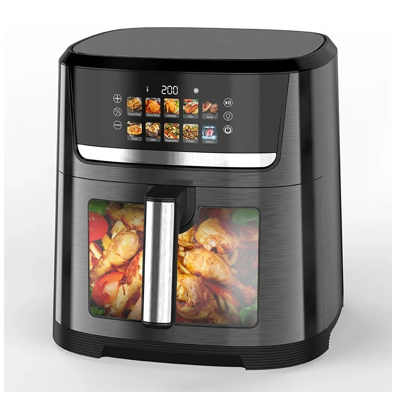 

Kitchen Black Large Size High Quality 10L Smart Wifi Vision Oil Free Fryer and Air Fryer