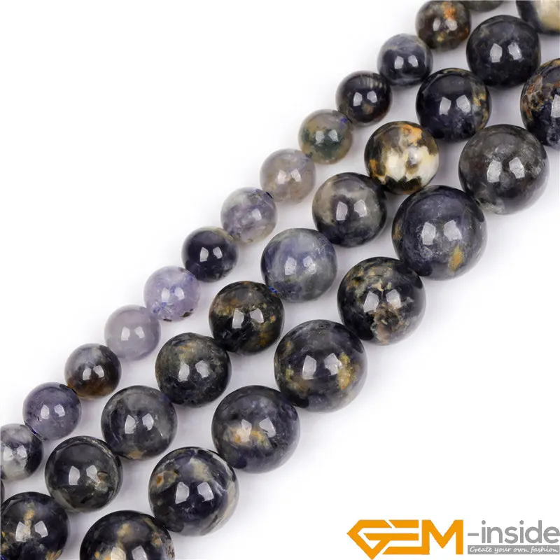 AA Grade Natural Round Cordierite Beads For Jewelry Making 15inch Strand Dark Blue Rock Quartzs Chakras DIY Loose 6/8/10mm