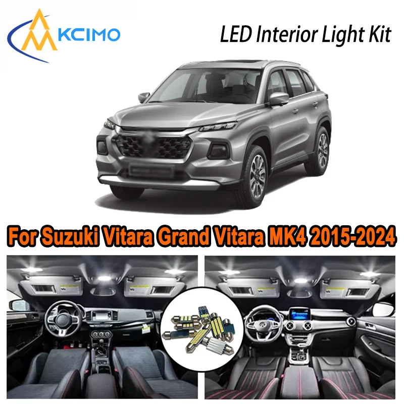 

For Suzuki Vitara Grand Vitara MK4 2015-2024 2016 2017 2018 LED Interior Dome Map Trunk Light Kit Car Led Lamps Canbus No Error