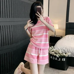 Sweat Suits Women 2025 Summer New Korean Loose Casual Fashion Hooded T-shirt ShortsStudent Running Sports 2 Two Piece Set Female