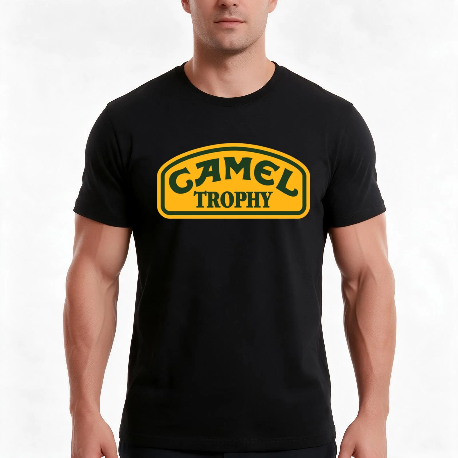 CAMEL TROPHY T-Shirt, Summer Casual Cotton Tee, Oversized Streetwear Tops, Vintage Graphic Print, Loose Fit Short Sleeve