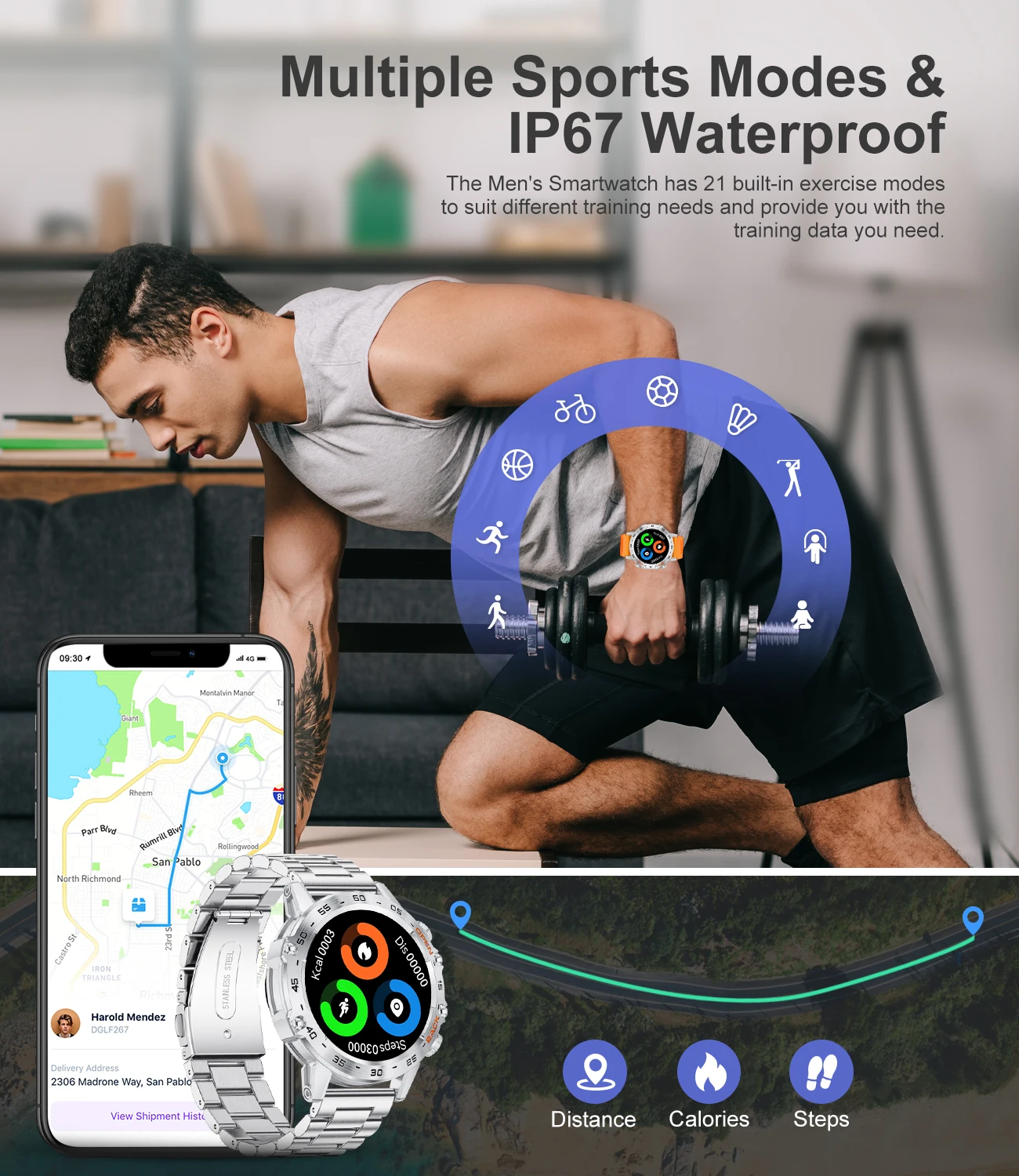 LIGE-reloj inteligente para hombre, accesorio de pulsera resistente al ...