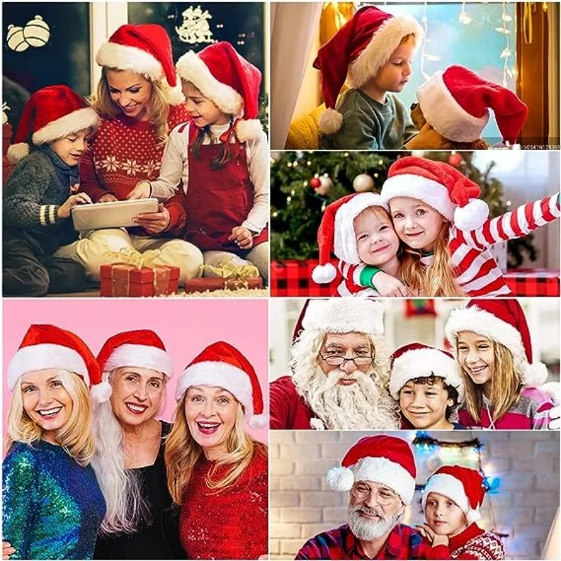 Christmas Hats New Year Thicken Plush Hat Adults Kids Hat Christmas Decorations For Home Xmas Santa Claus Gifts Warm Winter Hat