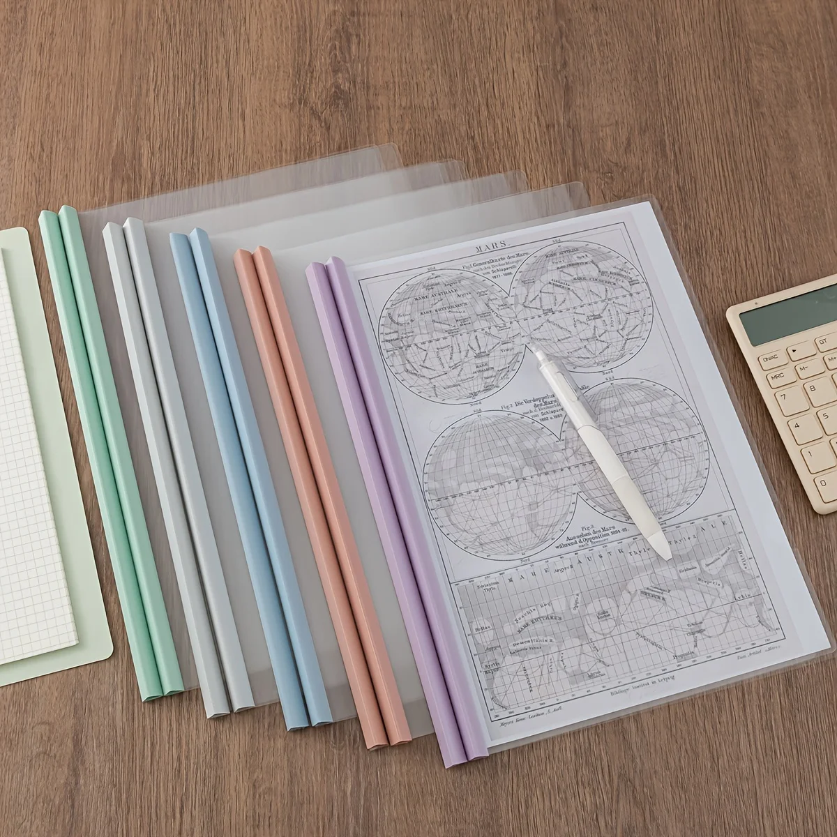 

10pcs A4 Rod Binder Clips,Thickened PP Material,Transparent Colorful Document Holders, Large Capacity Book Covers,Office Supplie