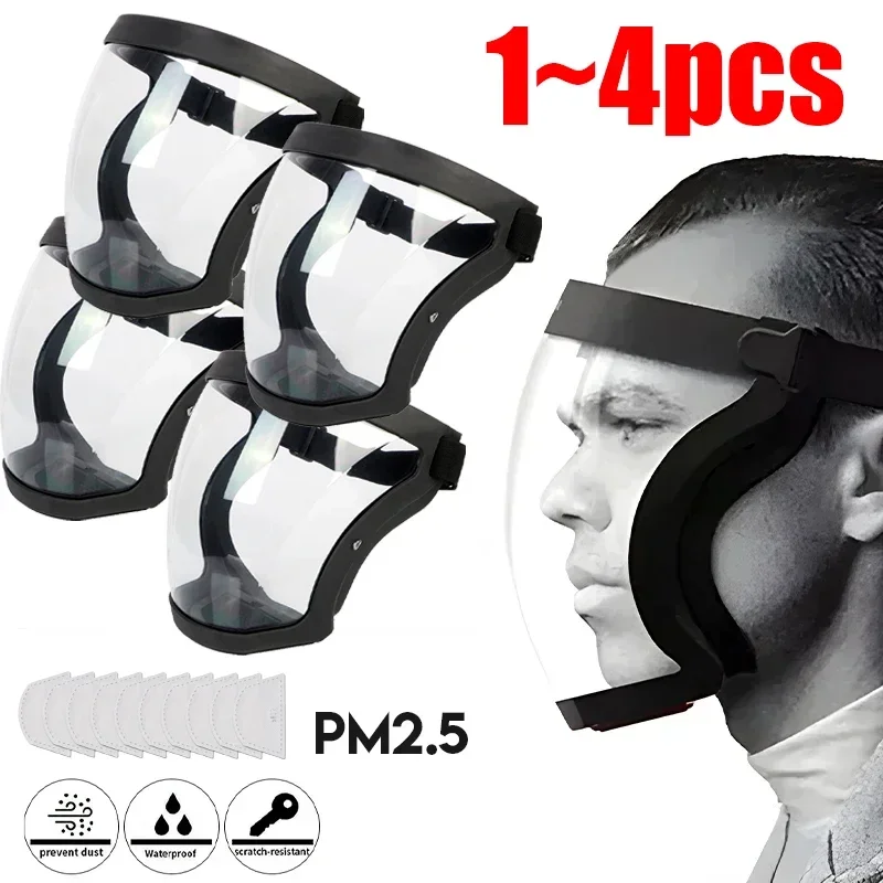 Full Face Shield Mask Transparent Head Eye Safety Protective Cover Glasses Screen Visors Dust WindProof Anti-Fog Kitchen Tools