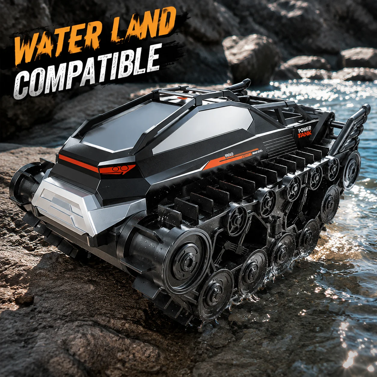 2.4GHz Amphibious RC Tank With Dual Remote Control, Hand Controller & Watch Gesture Sensor Waterproof Land Water Tracked Crawler