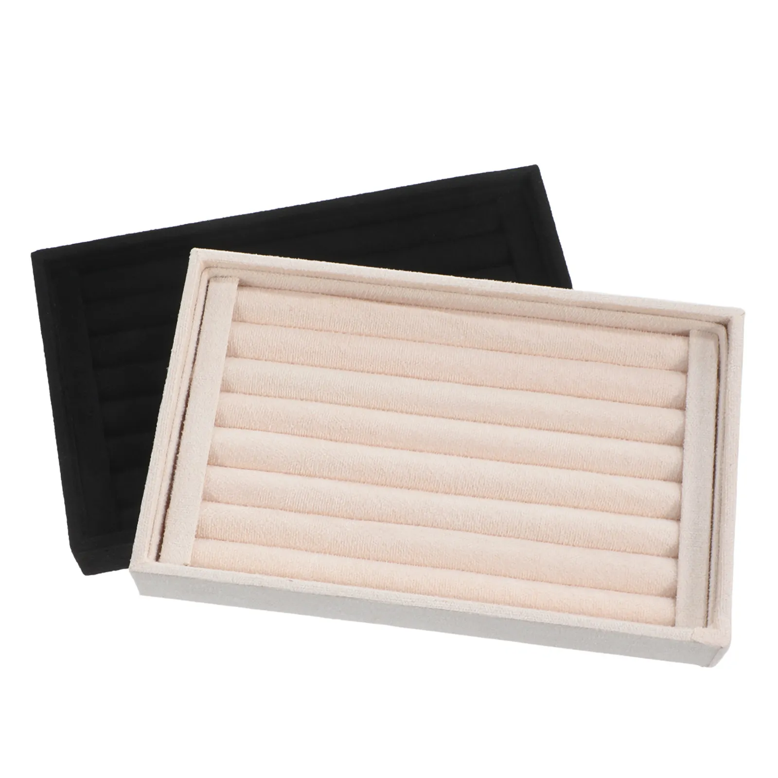 

2Pcs Stylish Jewelry Display Tray for Rings Earrings Pendants Space Saving Stackable Trinket Organizer Home Store Photography