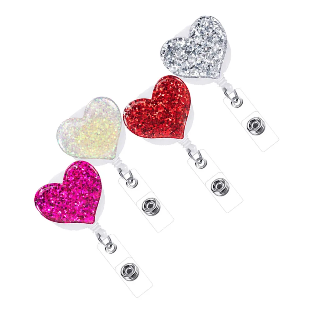 

4Pcs Nurse Badge Holder Heart Design Retractable Id Reel Clip for Nurses Teachers Students Office Staff Hospital Use Cartoon