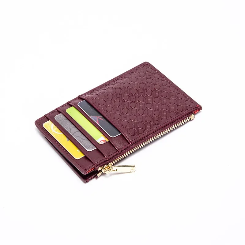 CH Fashion Women's Bag Button Folding Women's Wallet Retro Temperament Women's Leather Bag Card High Quality Metal Zipper