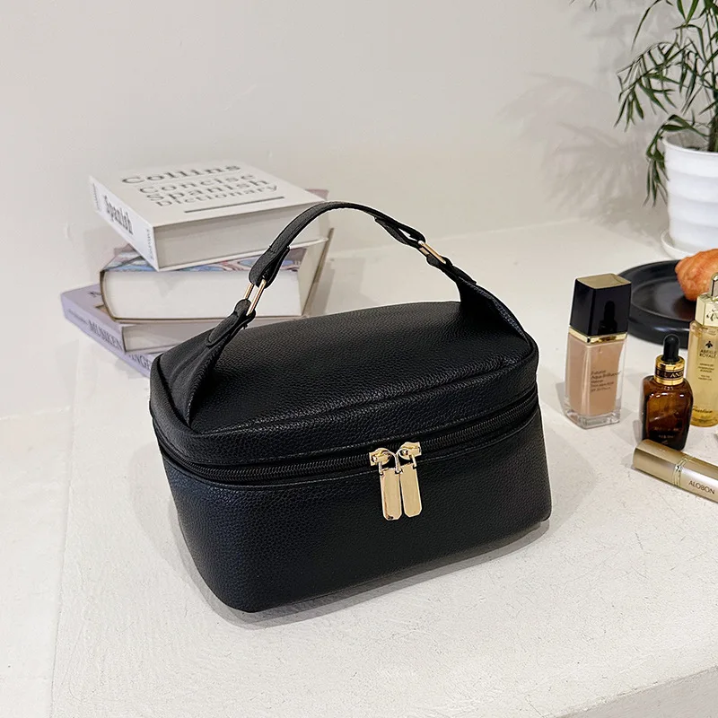 Women Makeup Bag PU Leather Pattern Type Design Large Capacity Fashionable Versatile Portable Cosmetic Item Bags Storage Handbag