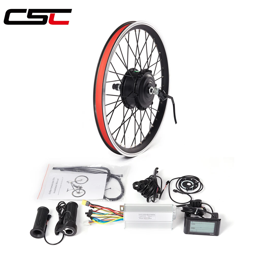 Kit de conversion de vélo électrique CSC 36V 250W 350W 500W, kit de vélo électrique 20-29 pouces 700C, moteur de moyeu de roue avant/arrière sans balais
