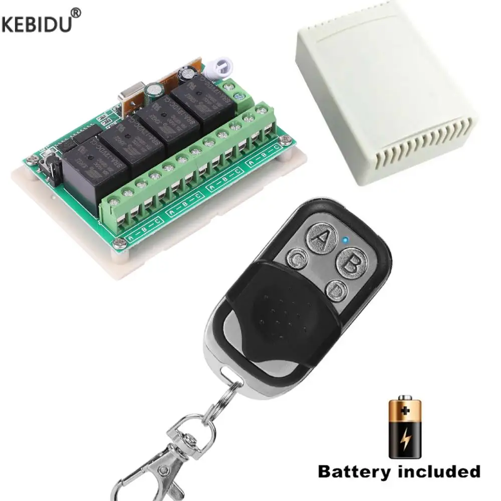 433Mhz Universal Wireless Switch DC12V 4CH Relay Receiver Module RF Remote Control 433Mhz Transmitter for Gate Garage opener