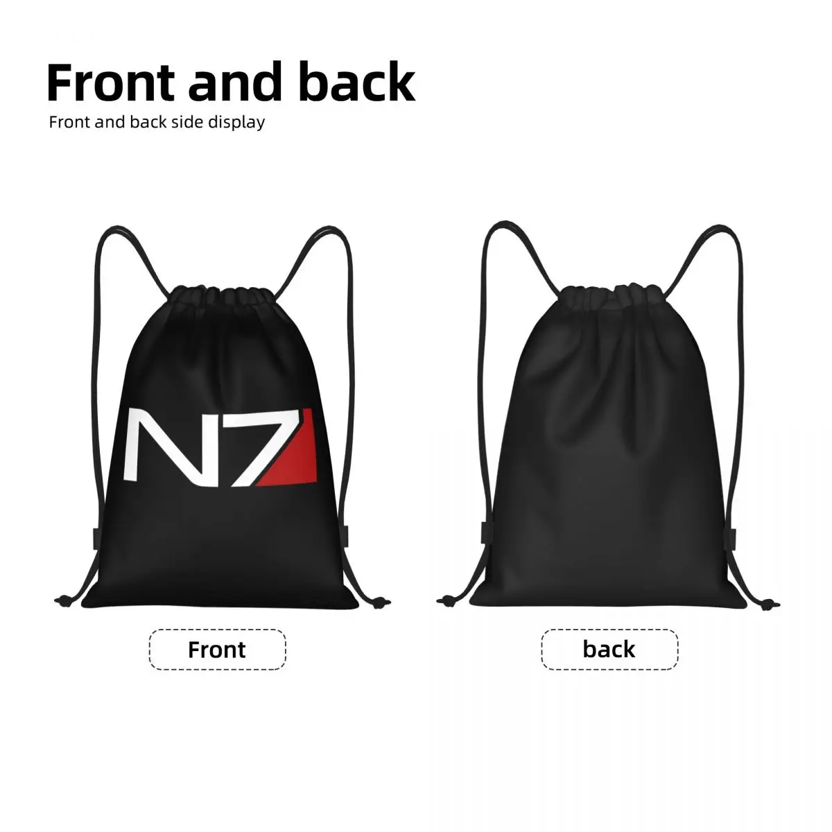 Custom Video Game Mass Effect N7 Drawstring Tas Vrouwen Heren Lichtgewicht Sport Gym Opslag Rugzak