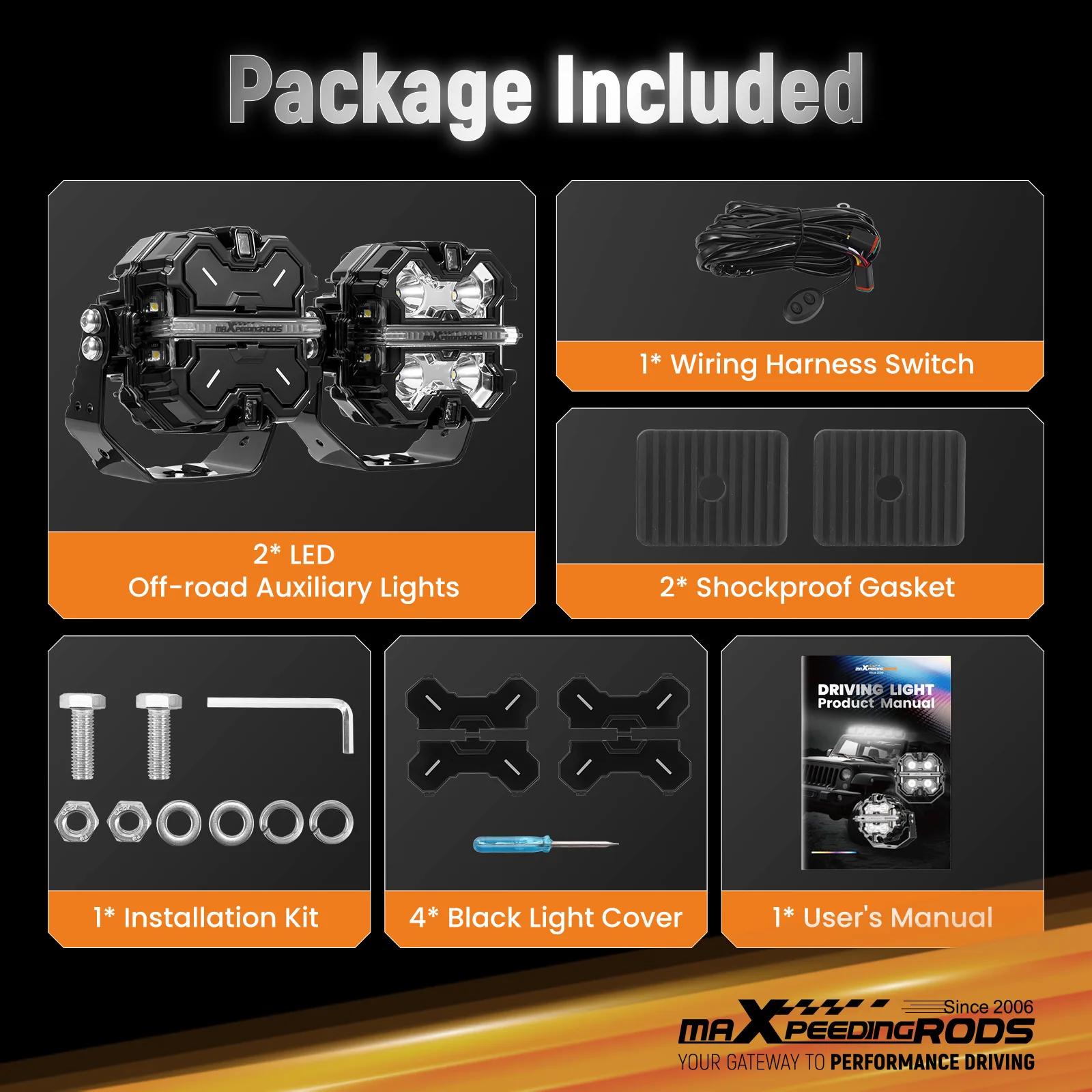 LED Fog Driving Headlights, 3.5 inch/88.9mm Aluminum Housing, Spot Beam LED Driving Light, 160W Side Shooter, IP68 Waterproof view 6