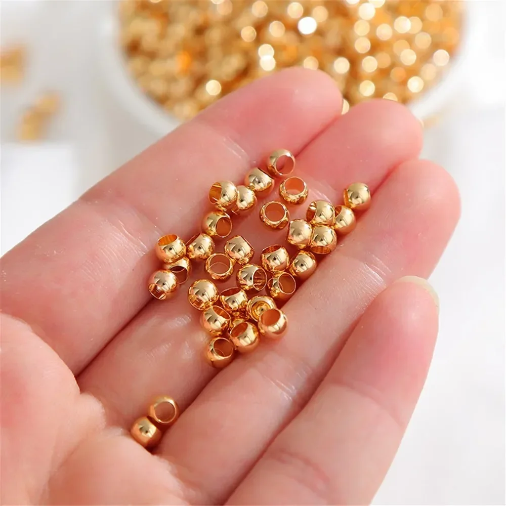 18K Gold-plated Positioning Beads Round Beads Scattered Beads Handmade DIY Bead Bracelets Necklaces Headwear Materials Accessori