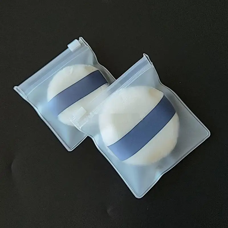 5Pcs Transparent Zipper Pouches Waterproof Protective Storage Case Multipurpose Packaging Powder Puff Cosmetic Supplies