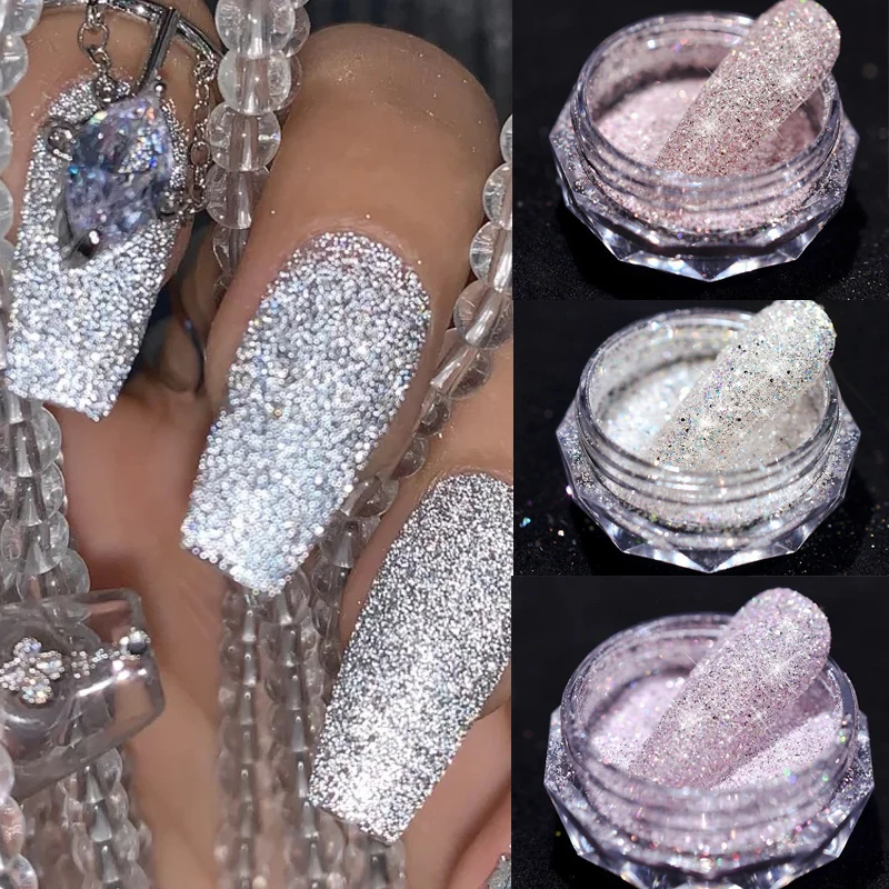 Diamonds Nail Powder 8 Colors Reflective Laser Party Nail Art Powder DIY Holographic Sugar Nail Glitter Powder Candy Pigment