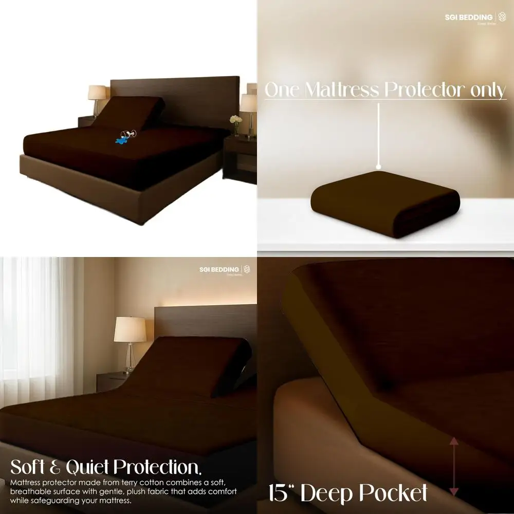 

Fitted Waterproof Split Top King Mattress Protector - 78x80, 39 Top, 18 Pocket, Soft, Noiseless, Breathable for Adjustable Beds,