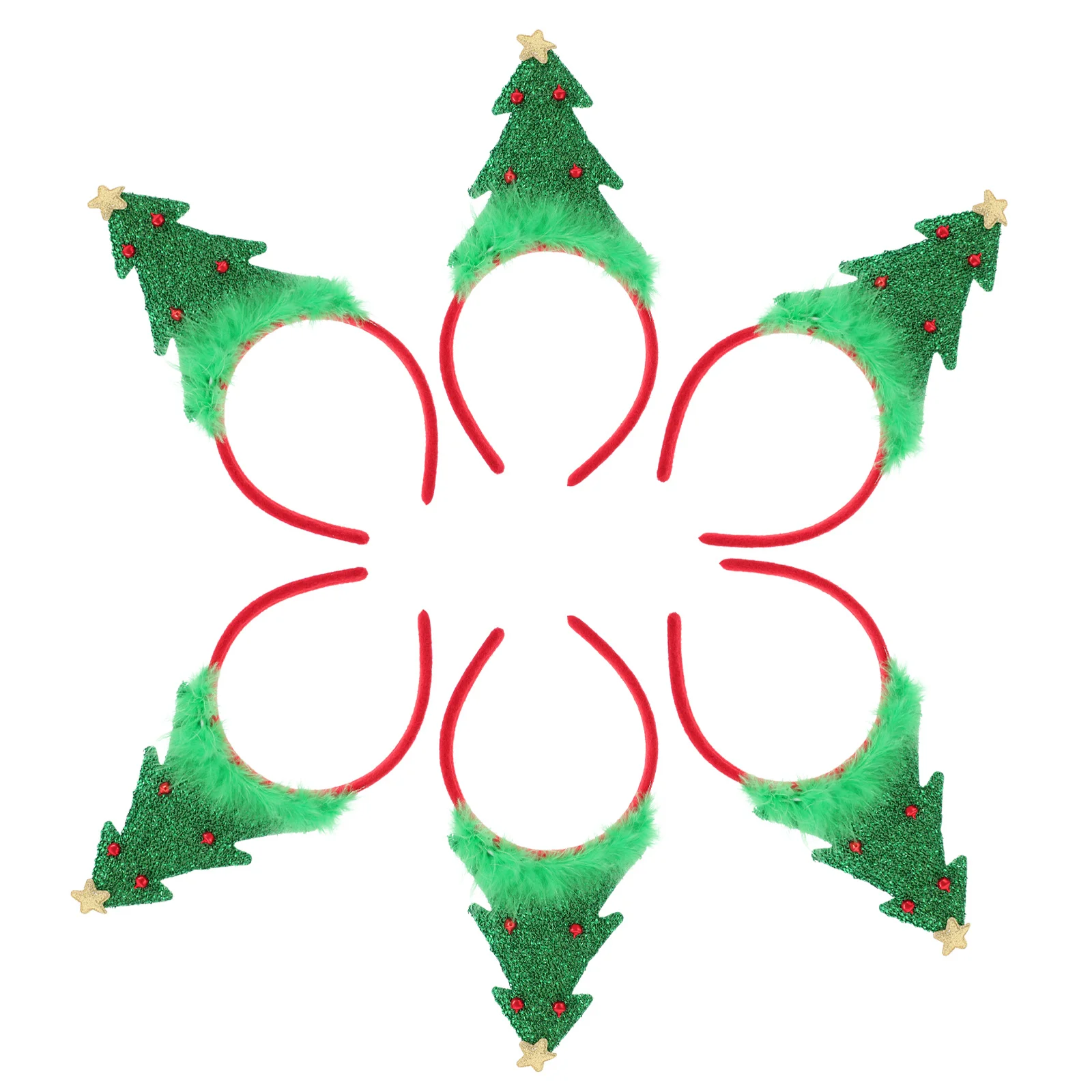 

6Pcs Christmas Tree Headbands Fabric Party Hair Accessories Holiday Hair Decorations for Women Adults Christmas Headband