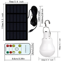 AU-1Set Solar Rechargeable Emergency Light Bulb LED Light Sensing Remote Control Camping Light White