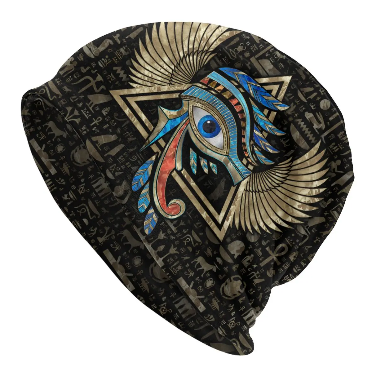 Wadjet Ornament Ancient Egypt Eye of Horus Washed Thin Bonnet Outdoor Street Skullies Beanies Men Women Hats