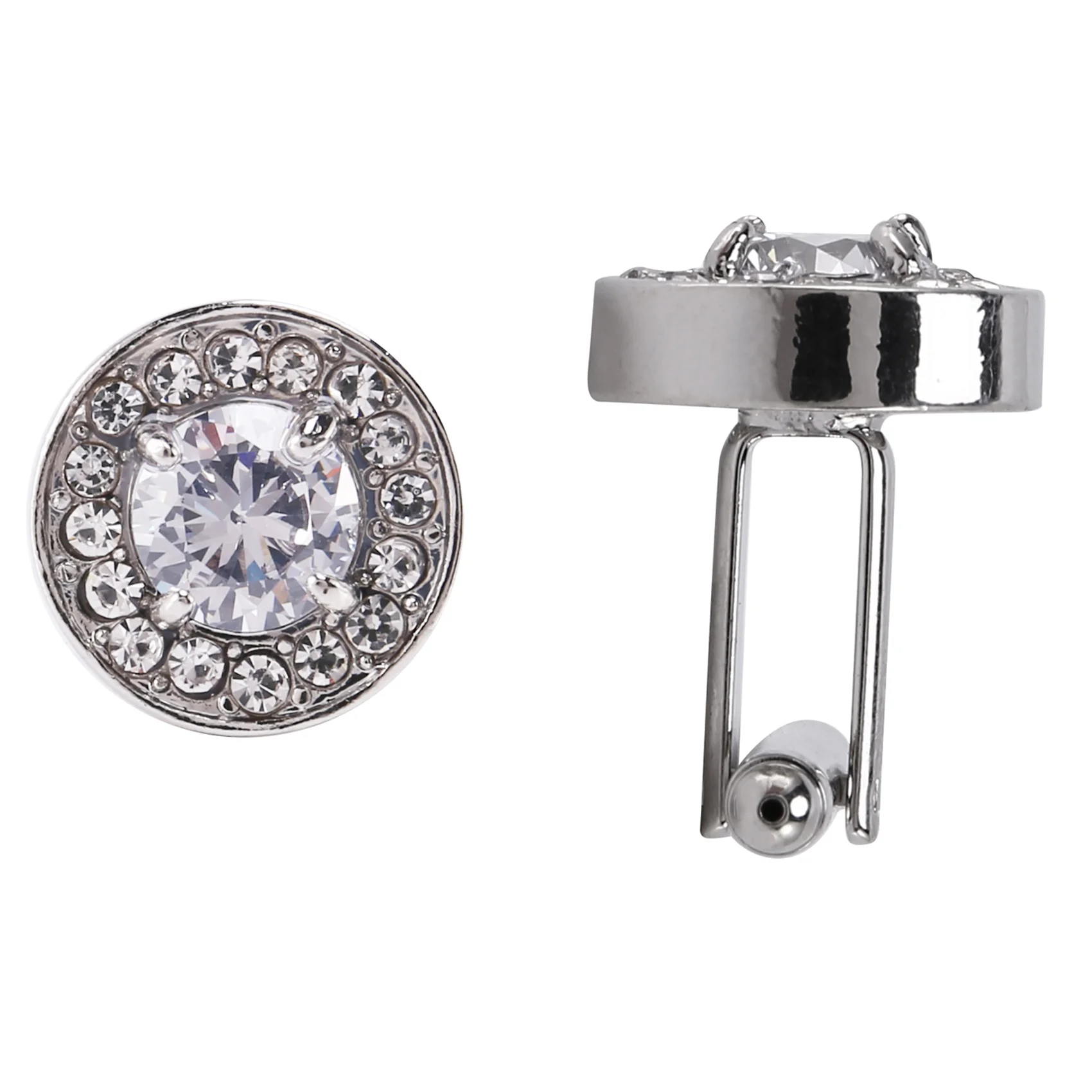 ABQR 1 Pair Fashion Diamond Cufflinks Cuff Links Womens Mens Dress Business Wedding Cufflinks Gift Present(White)