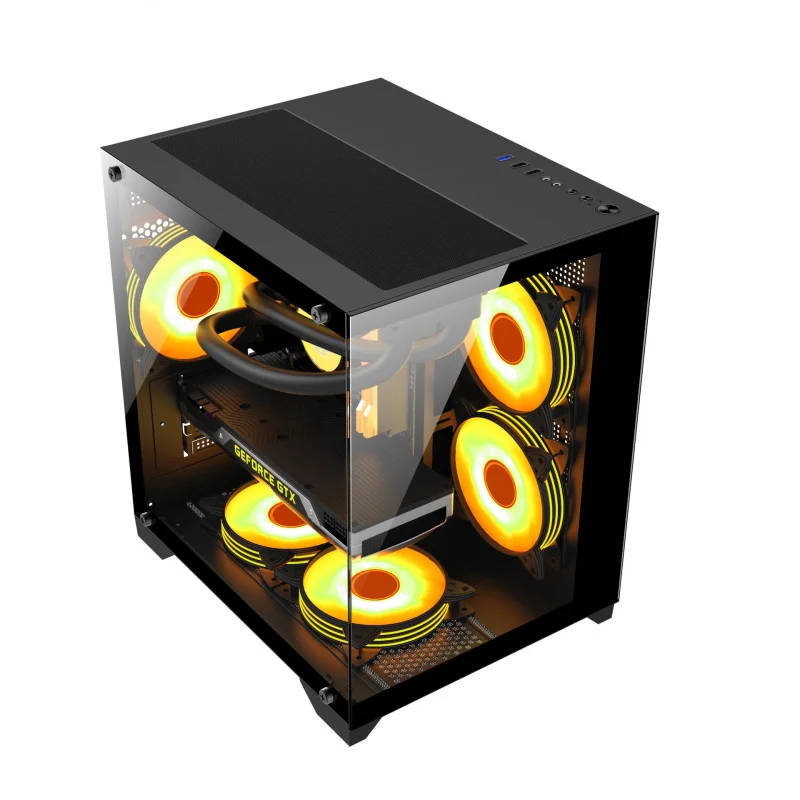 

Room Mini Computer Desktop Panoramic Side Transparent Gaming E-Sports M-ATX Water Cooling Case