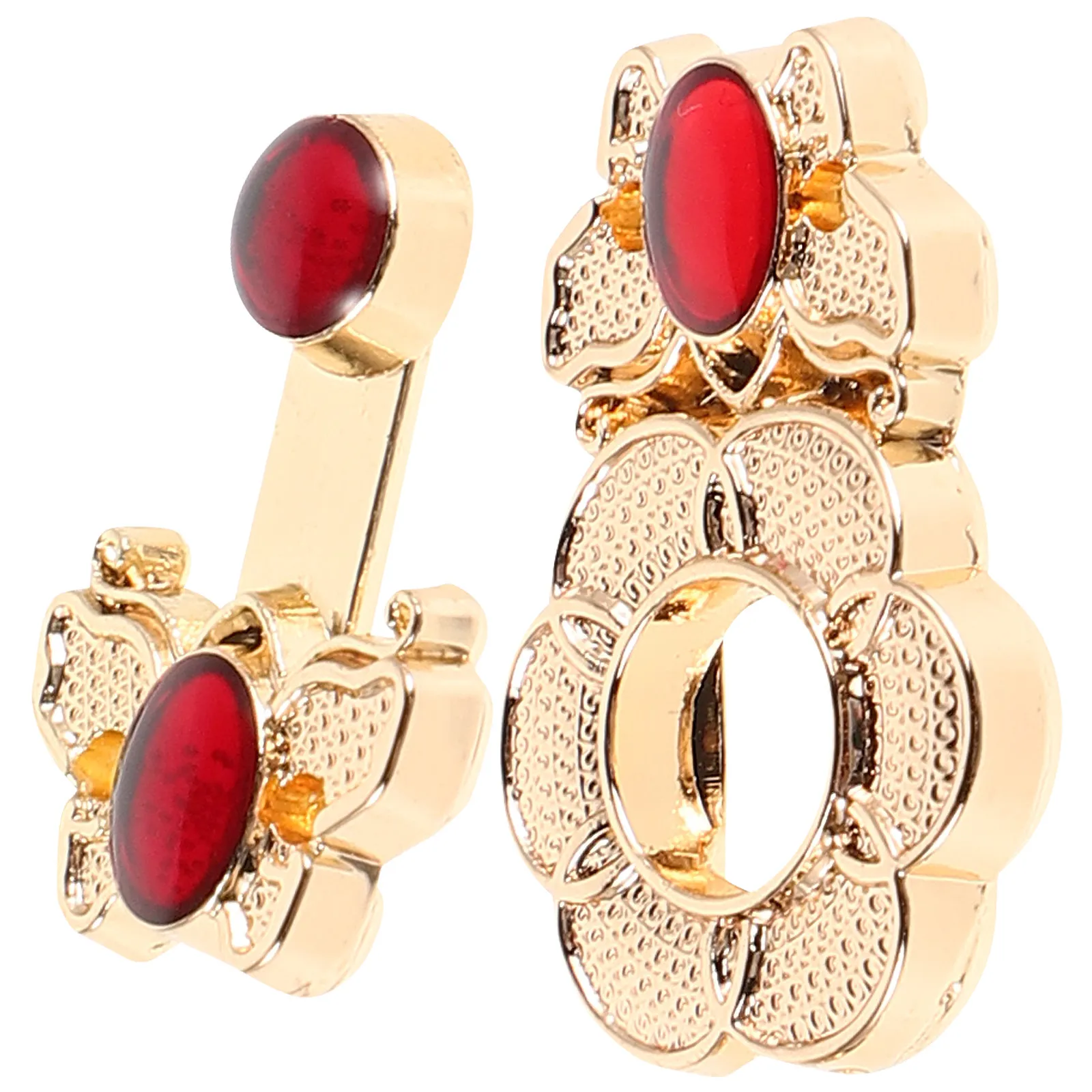10Pcs Metal Cheongsam Frog Buttons with Embedded Gemstones Elegant Hanfu Clasp Fasteners for Wedding Banquet Evening Gown