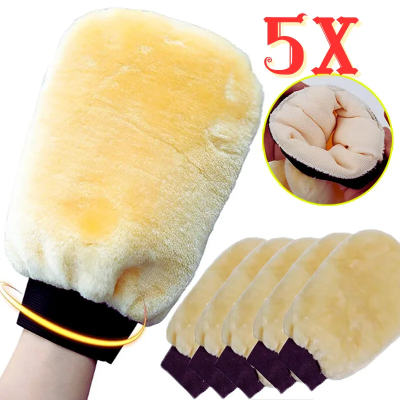 

Double Sided Plush Car Wash Mitts Car Wiping Imitation Wool Mitts Portable Waxing & Polishing Bear Paw Wipes Car Cleaning Tools