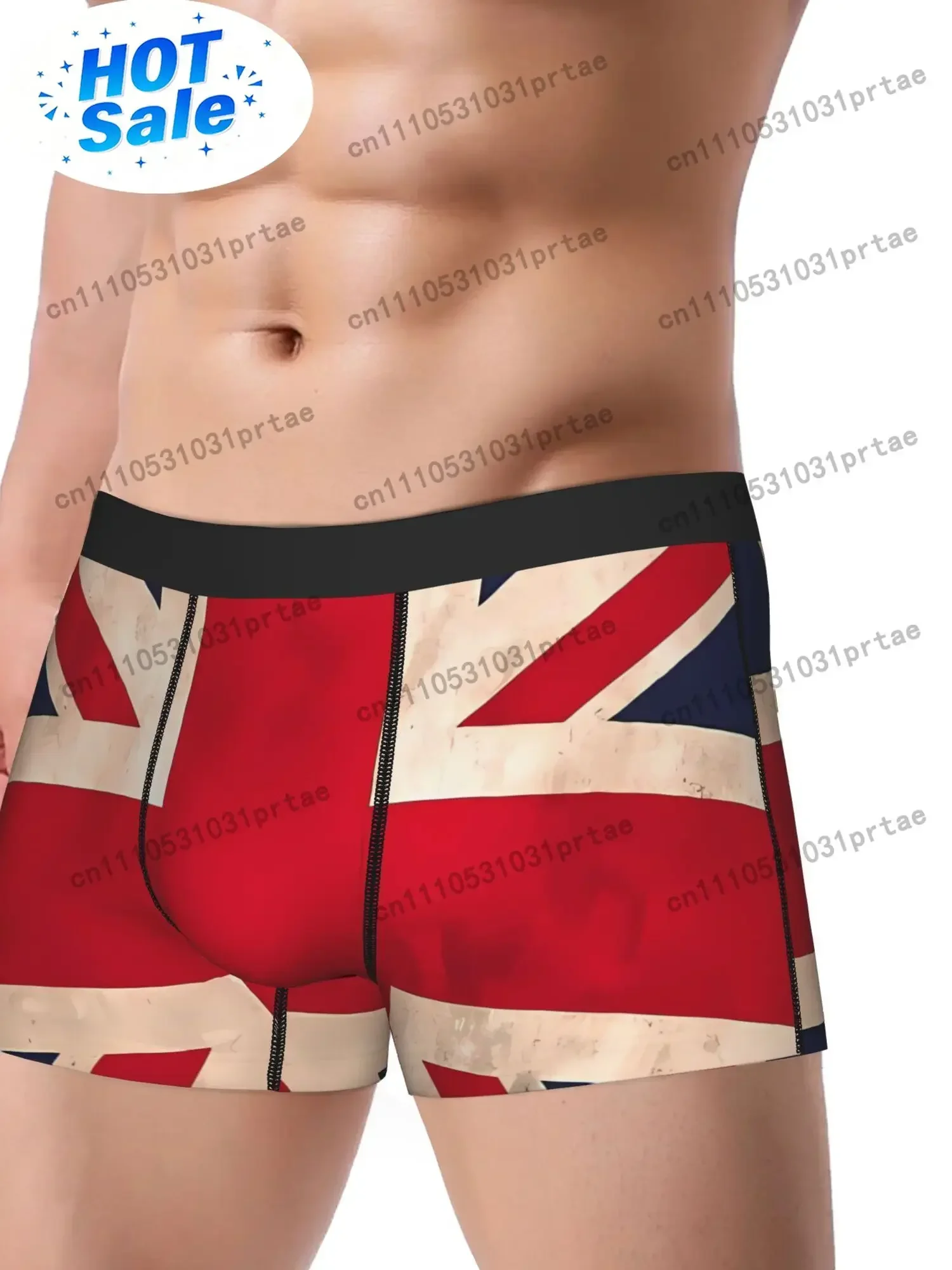 Union Jack Print Underwear Patriotic British Pride Design for Men Polyester Briefs with Elastic Waistband Non-Transparent  bLACK