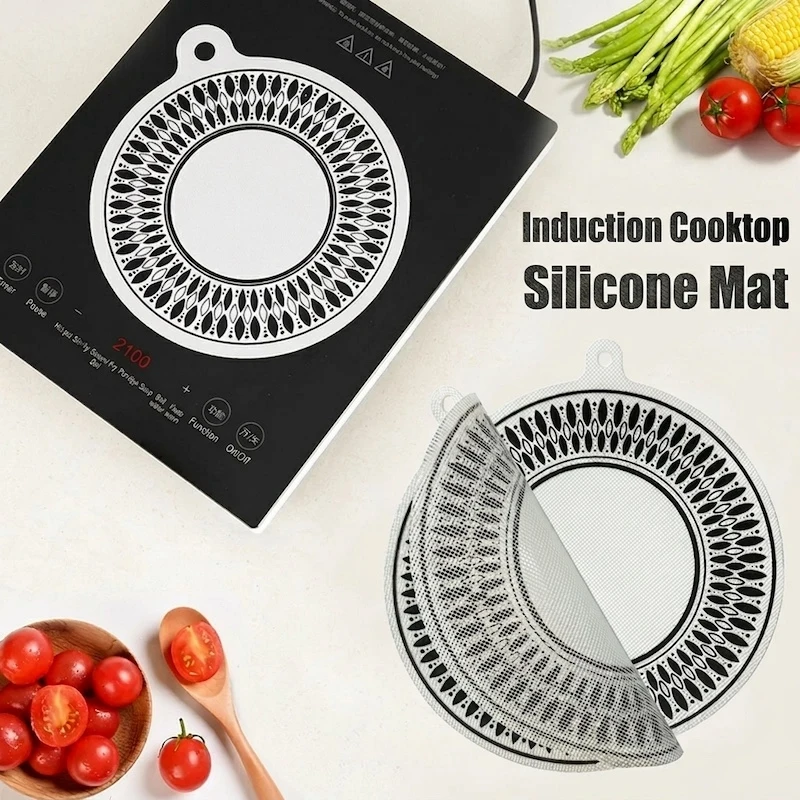 4Pcs/2Pcs/1Pcs Induction Hob Protector Mat Induction Cooker Gasket Round Silicone Induction Hob Protector Mat 22cm