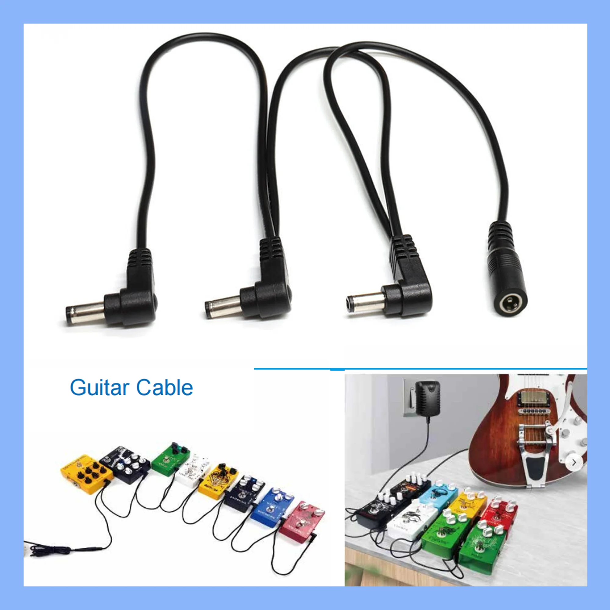 【LANO】Daisy Chain Cable 1 to 3 5 6 8 Ways for Guitar Effect Pedal DC5521 female to DC5525 male Adapter Plug Power Cord Reinforce