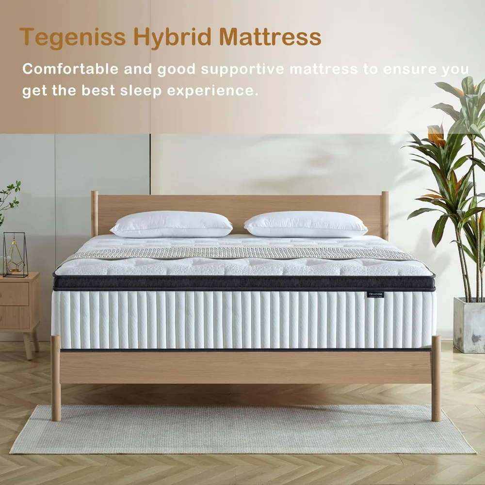 Queen Mattress, 12 Inch Innerspring Hybrid Mattres in a Box with Gel Memory Foam, Pressure Relief  Spring Mattress