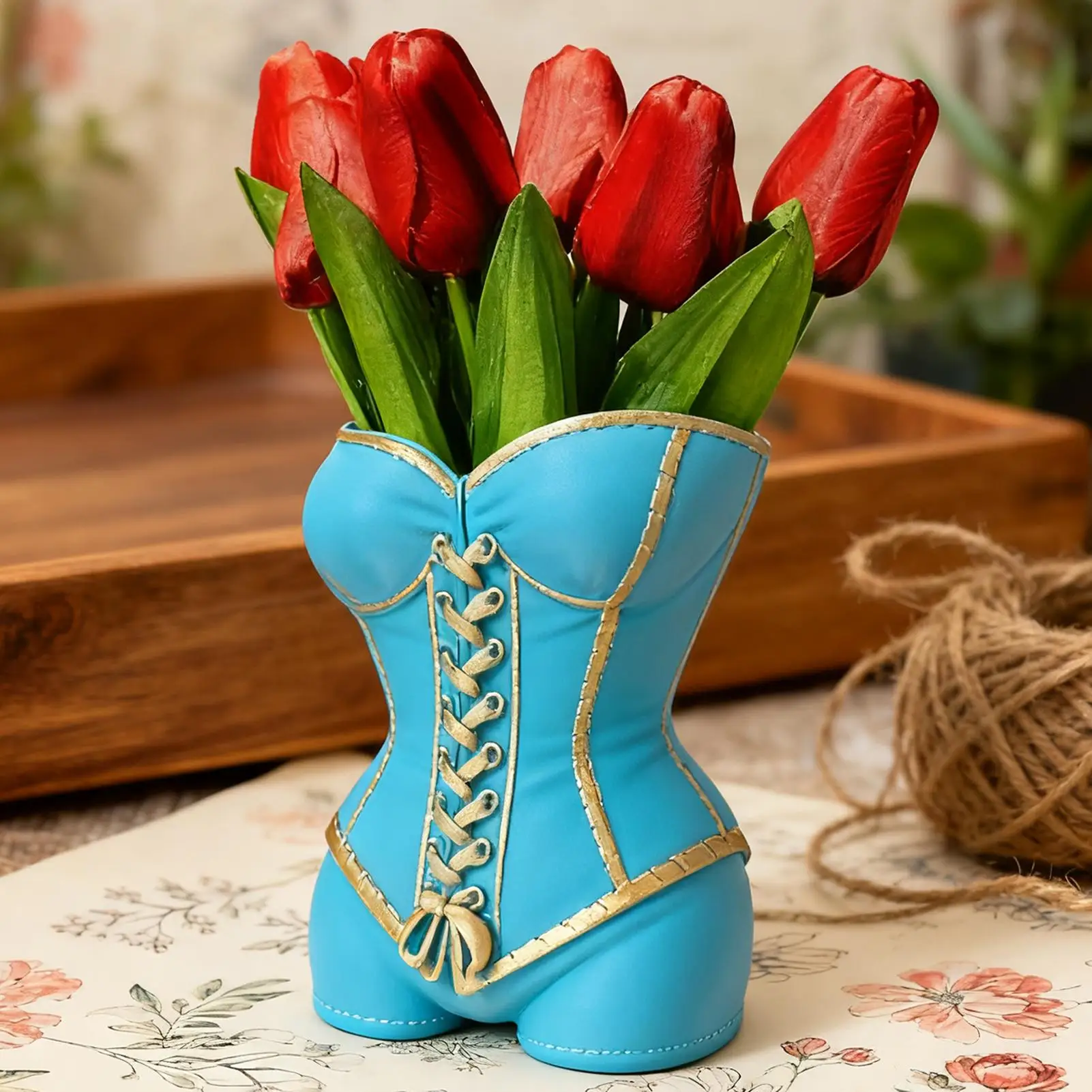 

Модный цветочный горшок с талией и завязками в форме тела, уникальный винтажный богемный стиль, горшок для растений, открытый сад, украшение для дома, ваза