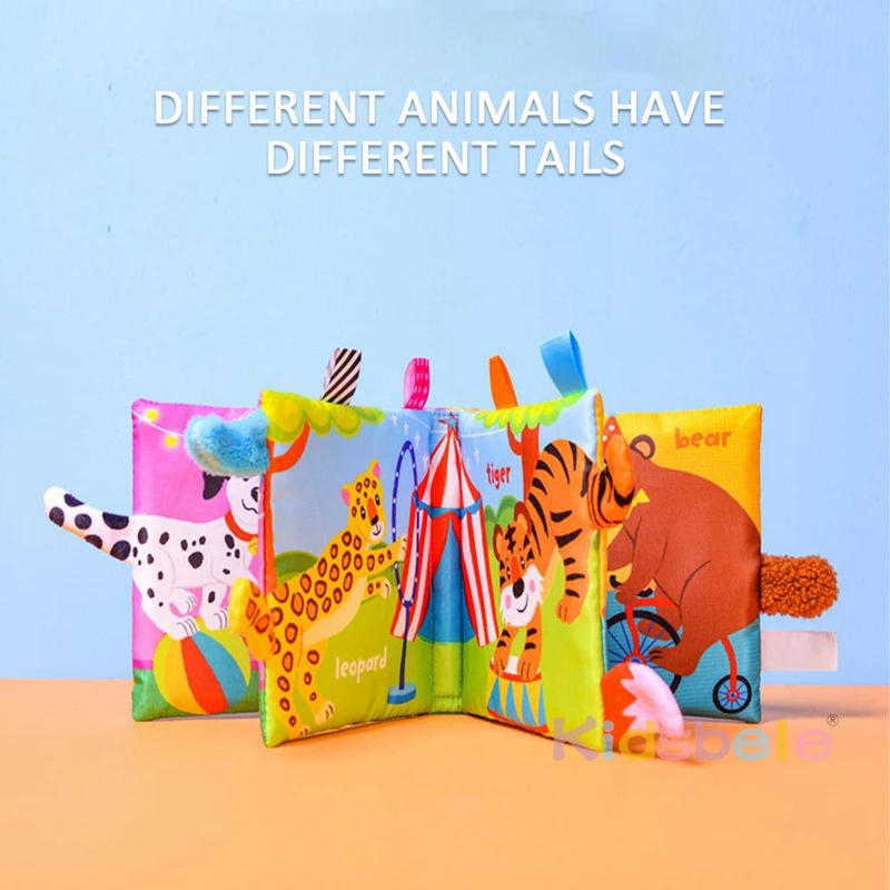 Baby Soft Toys Interactive Early Learning Educational Sensory Baby Toys For Toddler Cartoon Animal Tails Book Holiday Gifts