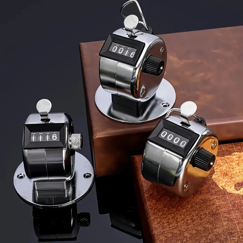 1pc 4-Digit Manual Metal Counter Point Counter 0-9999 People Flow Counter, Mechanical Point Counters, M etal Hand Press Counting