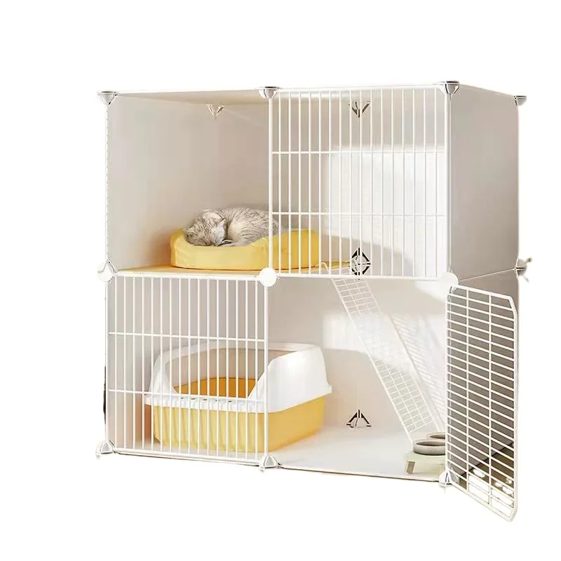 

Household indoor cat cabinet, small cat villa with large free space and toilet integrated two floors