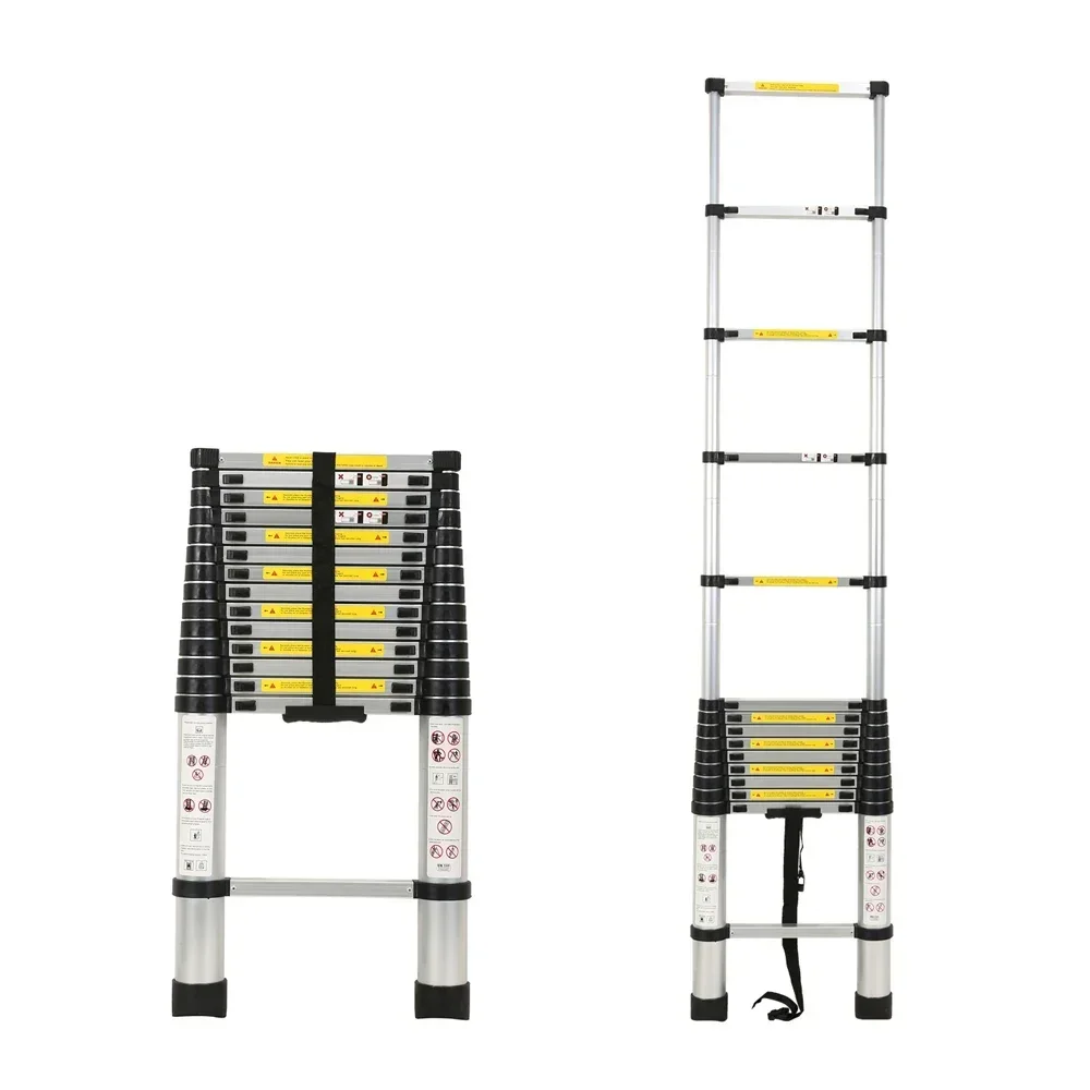 Custom Printed 300 Lbs New Telescopic Ladder 5.2M Household Aluminum Ladder with EN 131