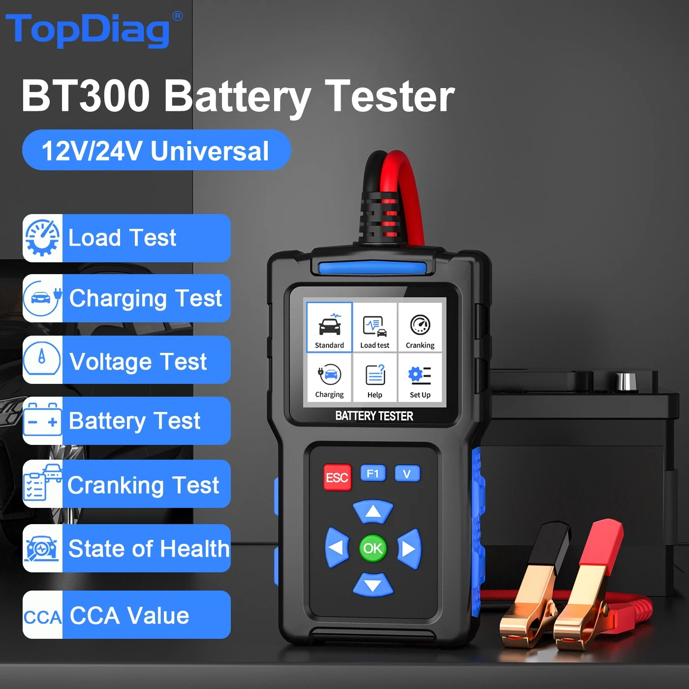 BT300 Car Battery Tester Car Battery Tool System Detect Auto Battery Analyzer USB Interface 12V 24V Car Battery Fault Diagnosis