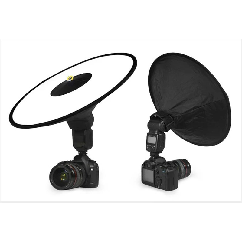 Boîte à lumière flash ronde universelle de 44cm, portable, pliable, style Speedlite, diffuseur réflecteur, sangle pour flash d'appareil photo