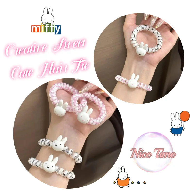 Miffy Rabbit Telephone Line Hair Ring High Beauty Creative Sweet Cute Rubber Tendon Cartoon Simple All-match Pony Tail Hair Rope