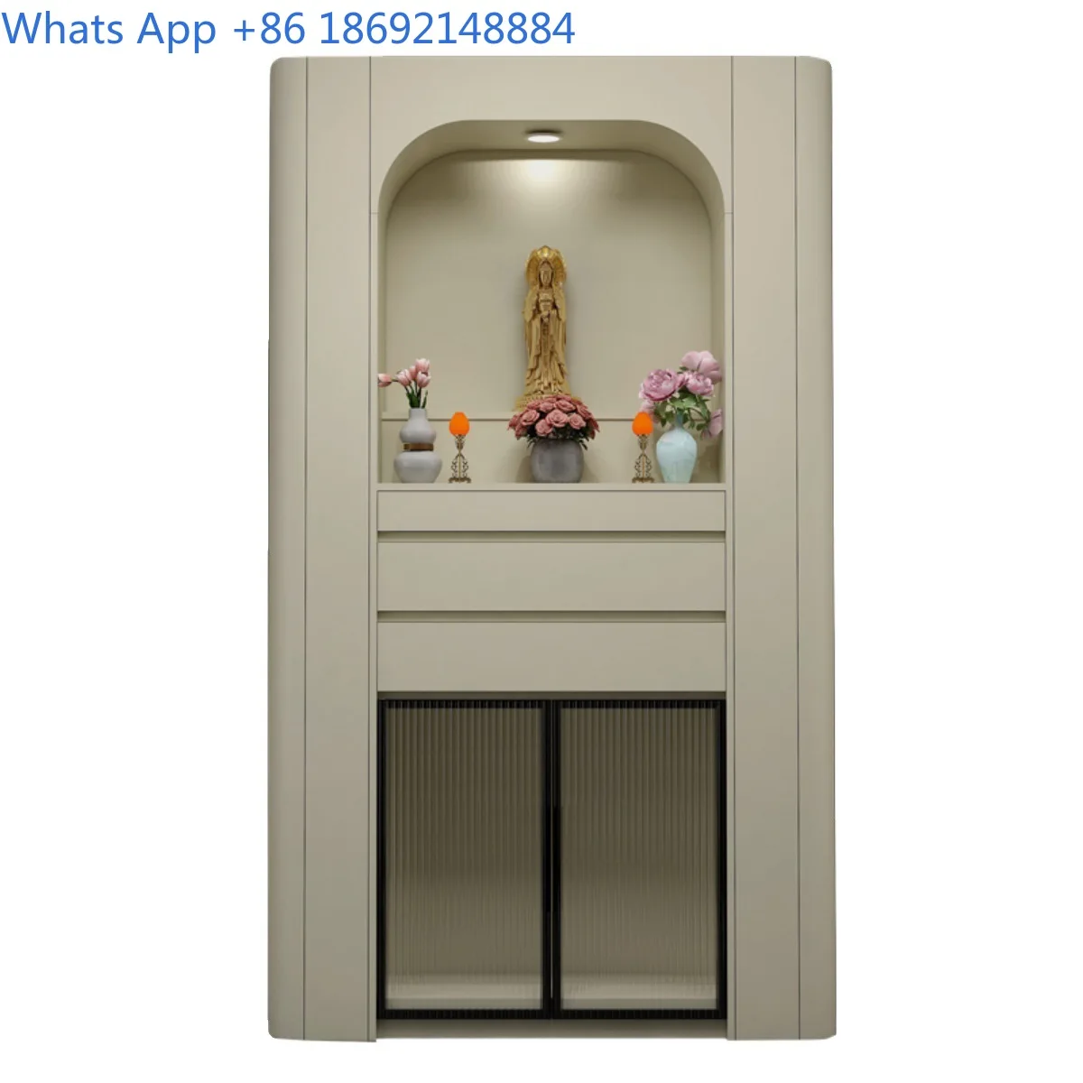 Modern Minimalist Home Altar Cabinet for Living Room Display Storage with Floral Decor