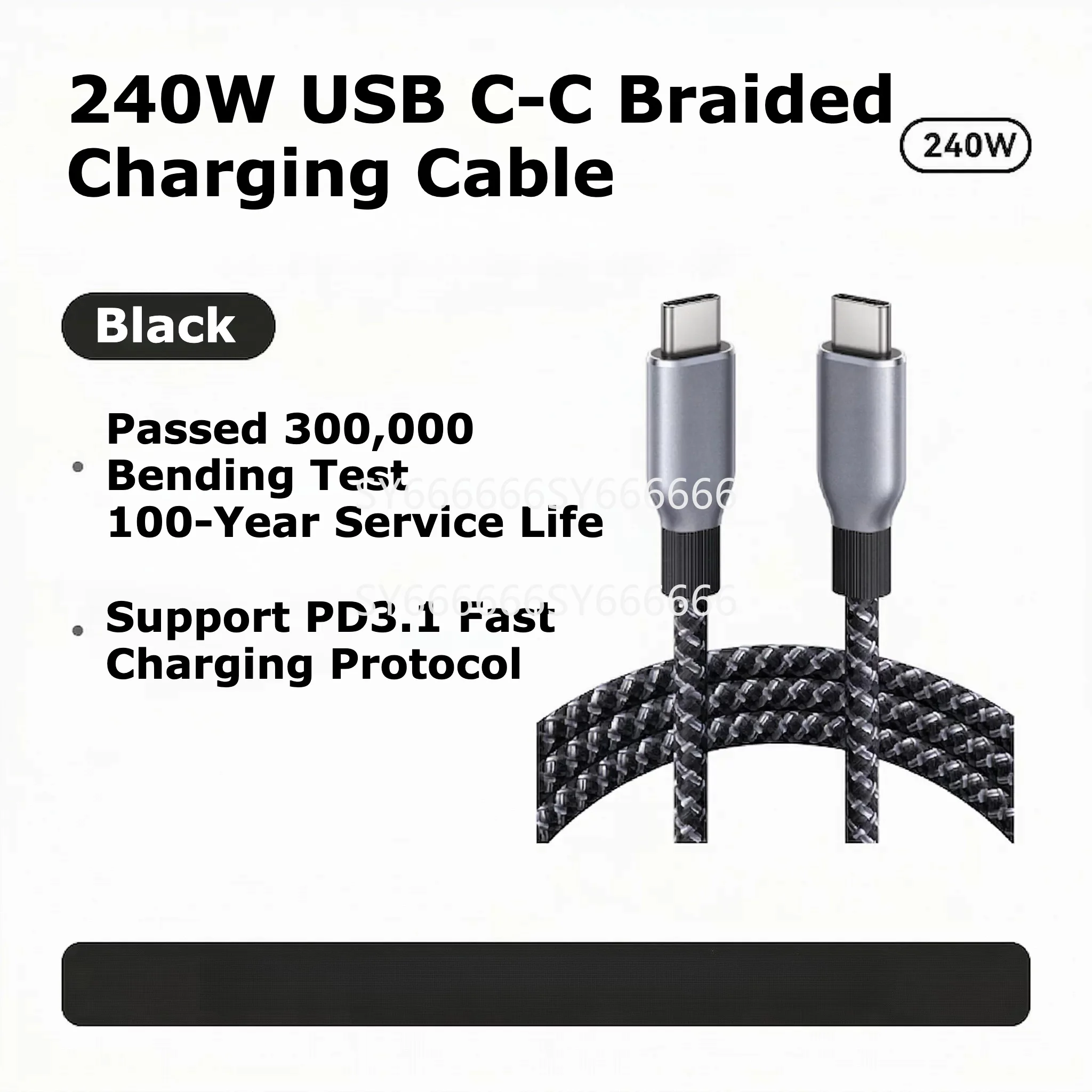 New Luxury 240W USB C‑C Braided Cable Compatible With Anker 300000 Bends PD3.1 Fast Charge High Low Temp Resistant