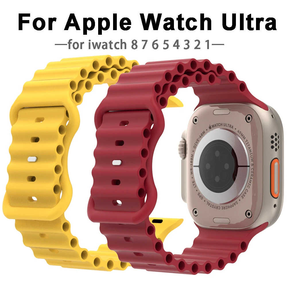 

soft silicone Sport strap for correa apple watch ultra band series 8 strap 49mm iwatch 7 45mm band correa apple watch 44mm 42mm